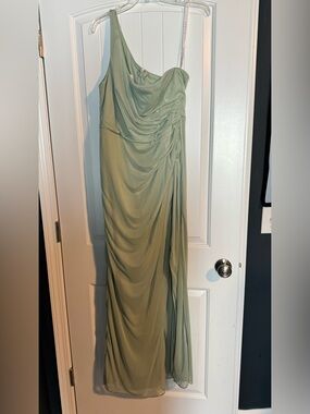 Azazie Cassia Stretch
Sage Green Sheath One Shoulder Mesh Dress